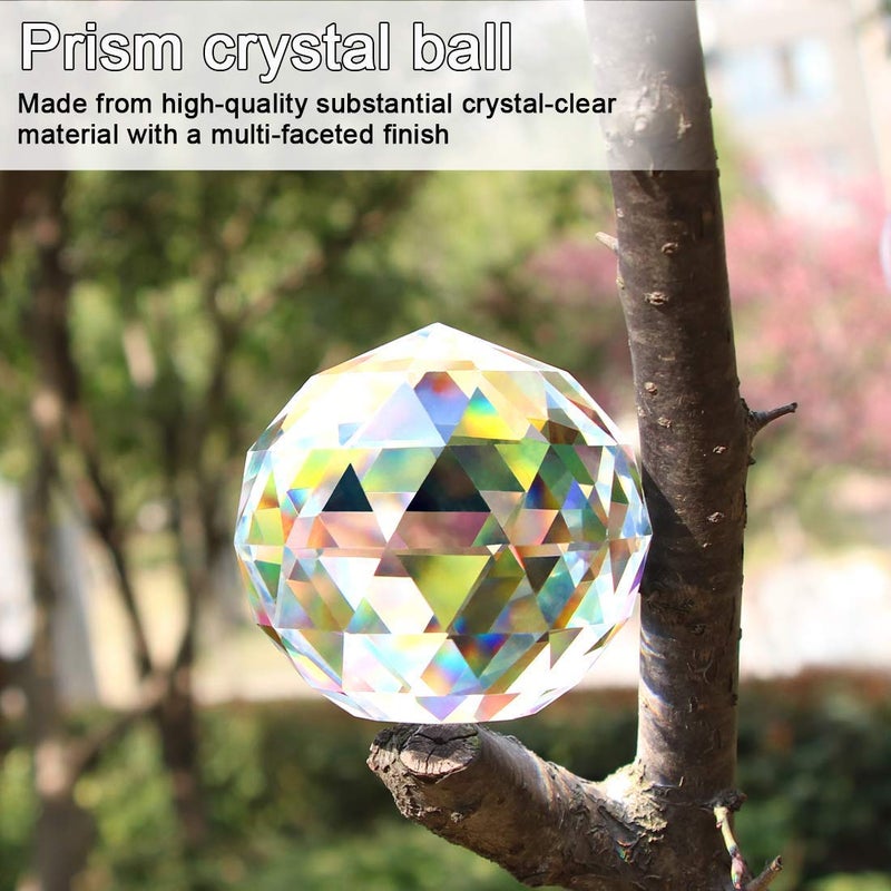 Tirifer Clear Crystal Suncatcher Ball Prism Glass Sphere Faceted Gazing Ball Rainbow Maker Window Prisms Suncatcher for Window  Sun Catcher(80mm/3.15inch) - Image 2